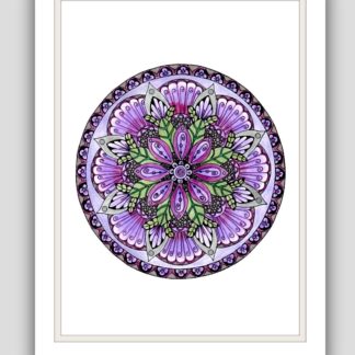 Mandala - hand drawn and coloured -purple