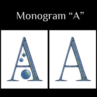 Printable Monogram  - "A" - Blue and Grey Geometric