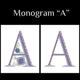 Printable Monogram  - "A" - Pink, Purple, Blue