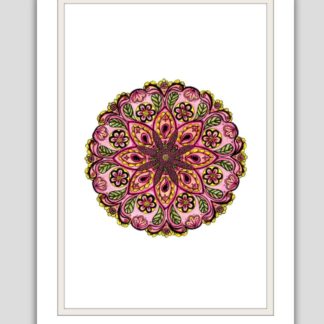 Mandala pink and yellow - hand drawn and coloured