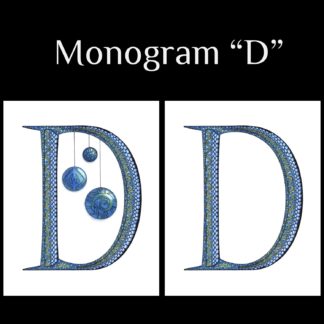 Printable Monogram  - "D" - Blue and Grey Geometric