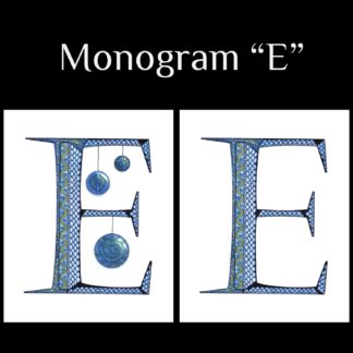 Printable Monogram  - "E" - Blue and Grey Geometric