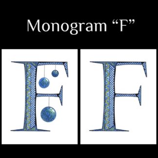 Printable Monogram  - "F" - Blue and Grey Geometric