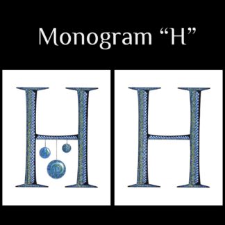 Printable Monogram  - "H" - Blue and Grey Geometric