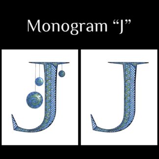 Printable Monogram  - "J" - Blue and Grey Geometric