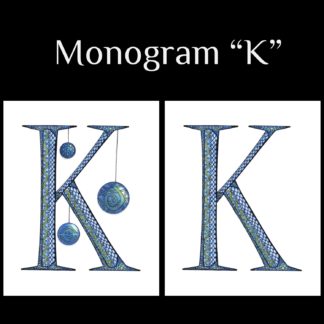 Printable Monogram  - "K" - Blue and Grey Geometric