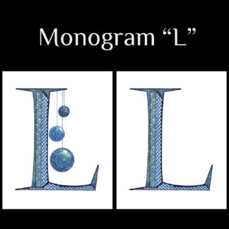 Printable Monogram  - "L" - Blue and Grey Geometric