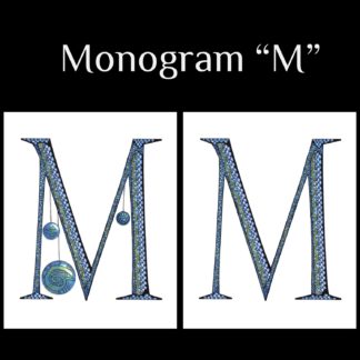 Printable Monogram  - "M" - Blue and Grey Geometric