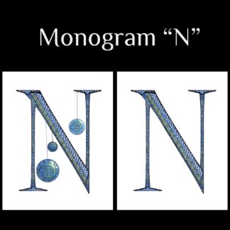 Printable Monogram  - "N" - Blue and Grey Geometric