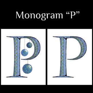 Printable Monogram  - "P" - Blue and Grey Geometric