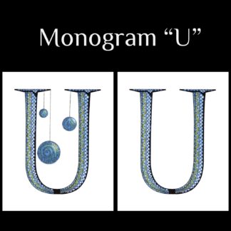 Printable Monogram  - "U" - Blue and Grey Geometric