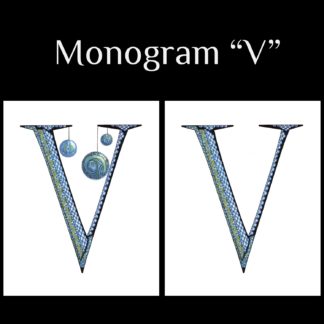 Printable Monogram  - "V" - Blue and Grey Geometric