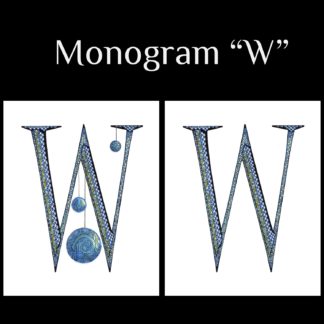 Printable Monogram  - "W" - Blue and Grey Geometric