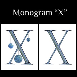 Printable Monogram  - "X" - Blue and Grey Geometric