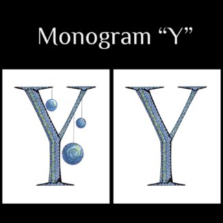 Printable Monogram  - "Y" - Blue and Grey Geometric