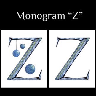 Printable Monogram  - "Z" - Blue and Grey Geometric