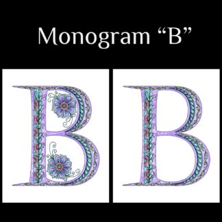 Printable Monogram  - "B" - Pink, Purple, Blue