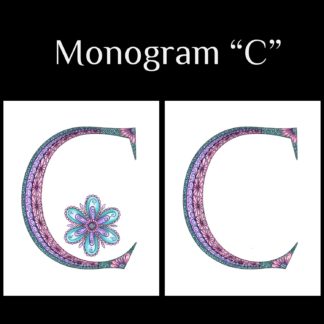 Printable Monogram  - "C" - Pink, Purple, Blue