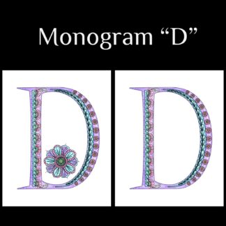 Printable Monogram  - "D" - Pink, Purple, Blue