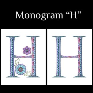 Printable Monogram  - "H" - Pink, Purple, Blue