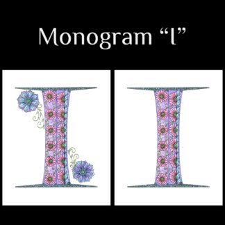 Printable Monogram  - "I" - Pink, Purple, Blue