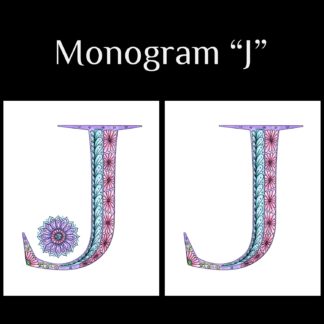 Printable Monogram  - "J" - Pink, Purple, Blue