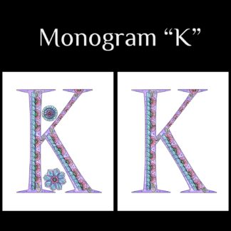 Printable Monogram  - "K" - Pink, Purple, Blue