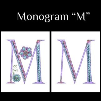 Printable Monogram  - "M" - Pink, Purple, Blue