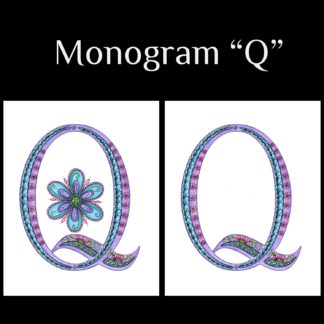 Printable Monogram  - "Q" - Pink, Purple, Blue