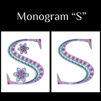 Printable Monogram  - "S" - Pink, Purple, Blue