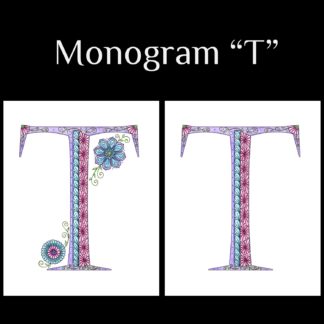 Printable Monogram  - "T" - Pink, Purple, Blue