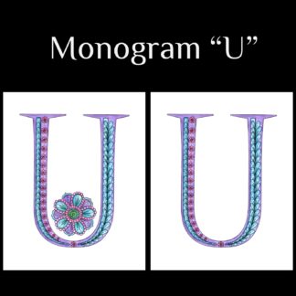 Printable Monogram  - "U" - Pink, Purple, Blue