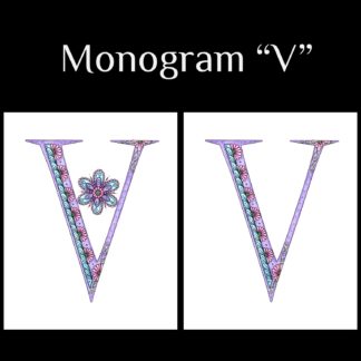 Printable Monogram  - "V" - Pink, Purple, Blue