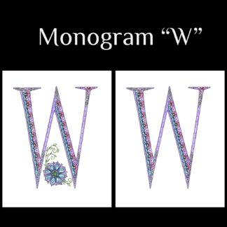 Printable Monogram  - "W" - Pink, Purple, Blue