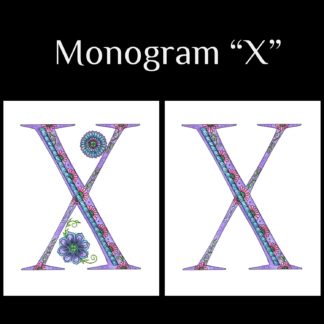 Printable Monogram  - "X" - Pink, Purple, Blue