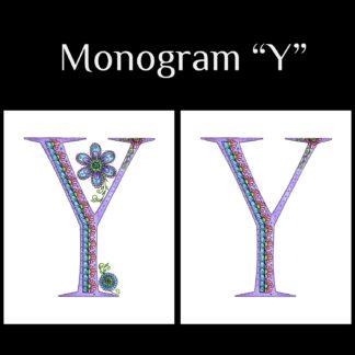 Printable Monogram  - "Y" - Pink, Purple, Blue