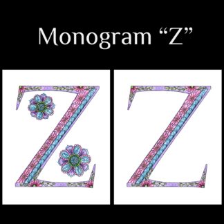 Printable Monogram  - "Z" - Pink, Purple, Blue