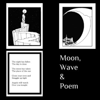 Printable Designs - Vintage Re-Imagined- The Moon and Wave - Black and White (3 Prints)