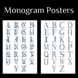Printable Monogram  - Posters - Blue and Grey Geometrics