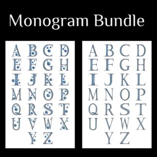 Printable Monogram  - BUNDLE - Blue and Grey